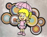 Una niña con paraguas