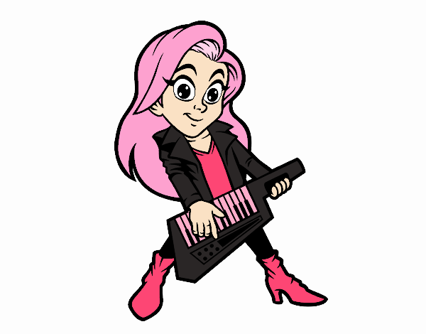 Chica tocando el keytar