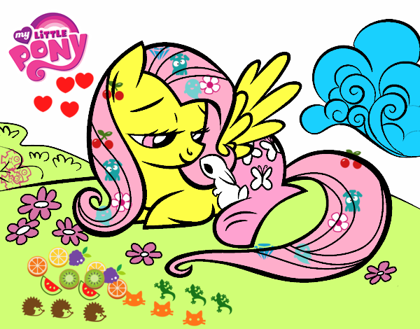 Fluttershy con un conejito