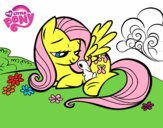 Fluttershy con un conejito