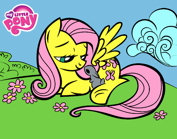 Fluttershy con un conejito