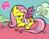 Fluttershy con un conejito