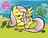 Fluttershy con un conejito