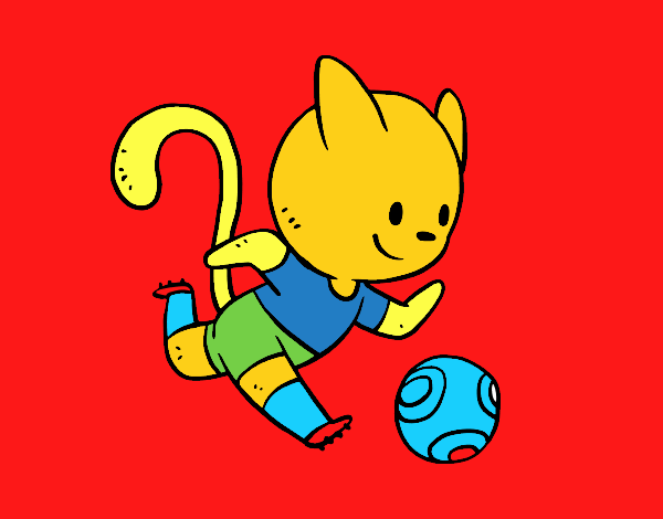 Gato jugando a fútbol