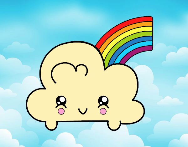 Nube con arco iris kawaii