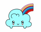 Nube con arco iris kawaii