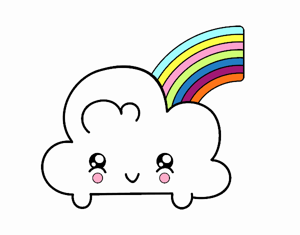 Nube con arco iris kawaii