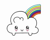 Nube con arco iris kawaii