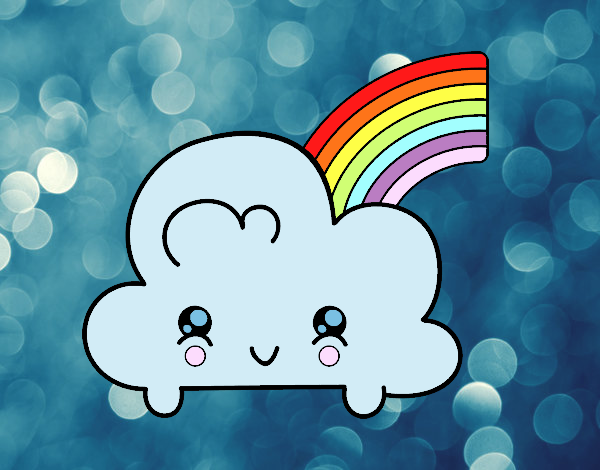 Nube con arco iris kawaii