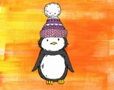 Pingüino con gorro de invierno