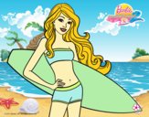 Barbie con tabla de surf