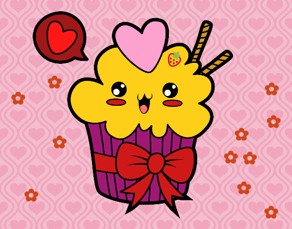 Cupcake kawaii con lazo