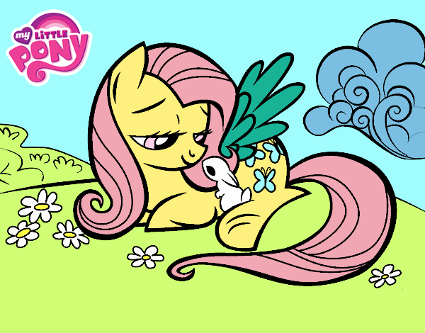 Fluttershy con un conejito