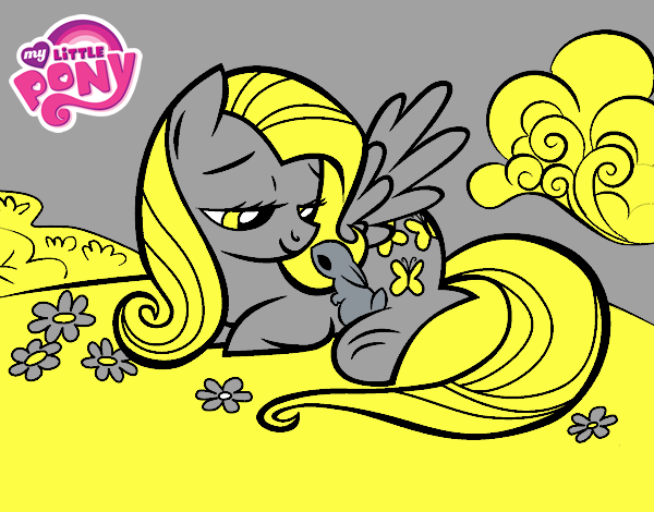 Fluttershy con un conejito