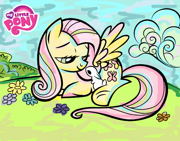 Fluttershy con un conejito