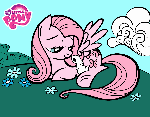 Fluttershy con un conejito