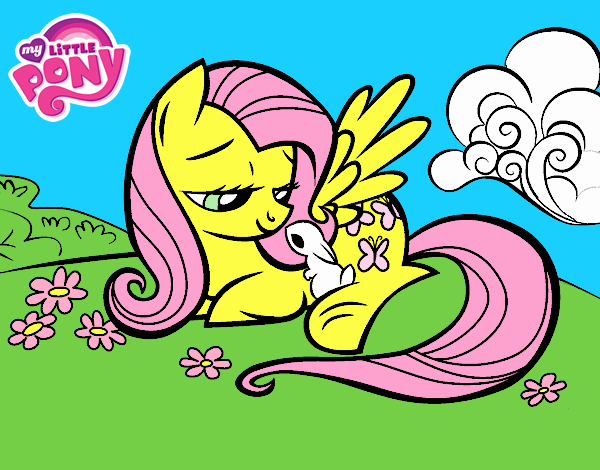 Fluttershy con un conejito