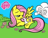 Fluttershy con un conejito