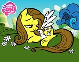 Fluttershy con un conejito