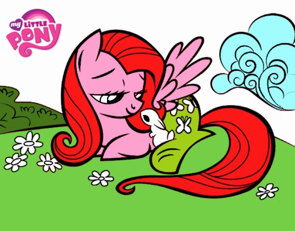 Fluttershy con un conejito