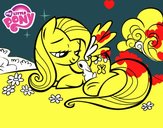 Fluttershy con un conejito