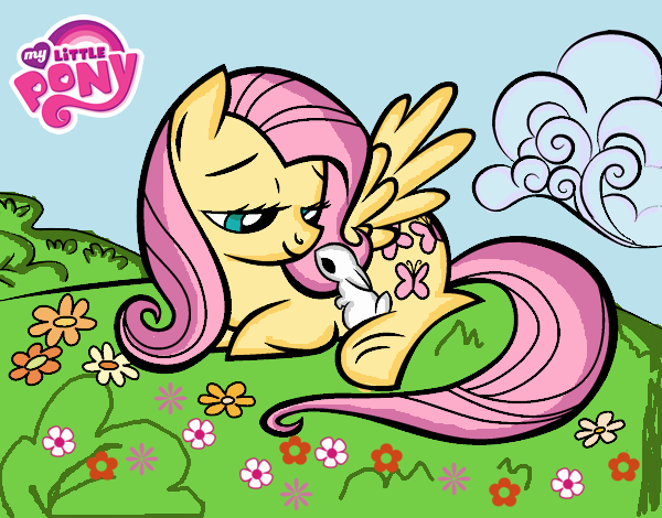 Fluttershy con un conejito