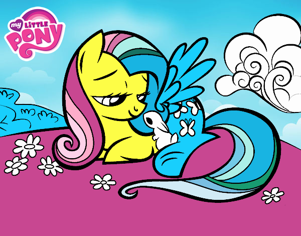 Fluttershy con un conejito