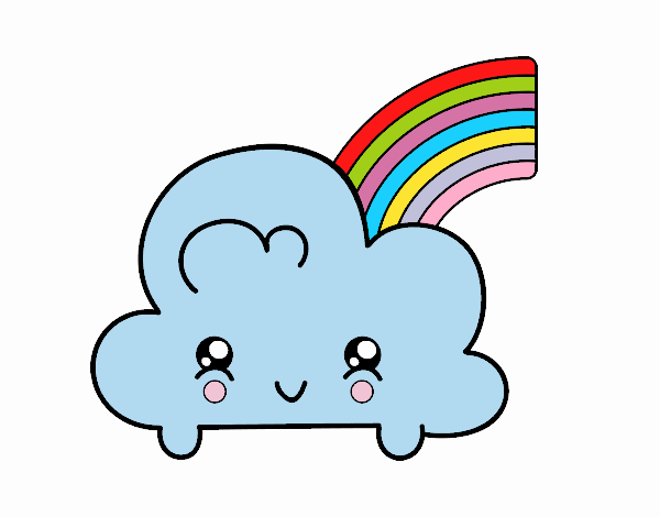 Nube con arco iris kawaii