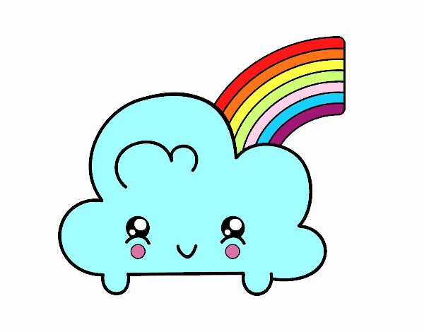 Nube con arco iris kawaii