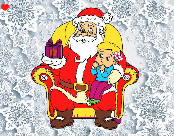 Papá Noel y niño en Navidad