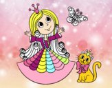 Princesa con gato y mariposa