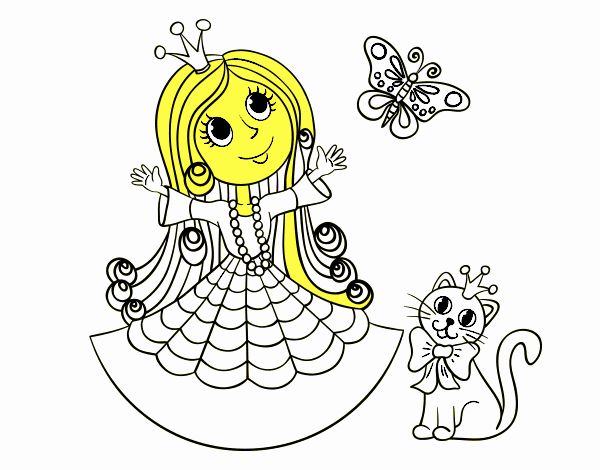 Princesa con gato y mariposa