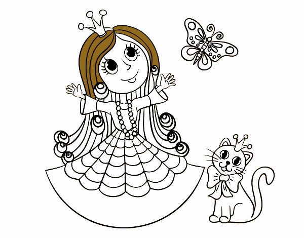 Princesa con gato y mariposa