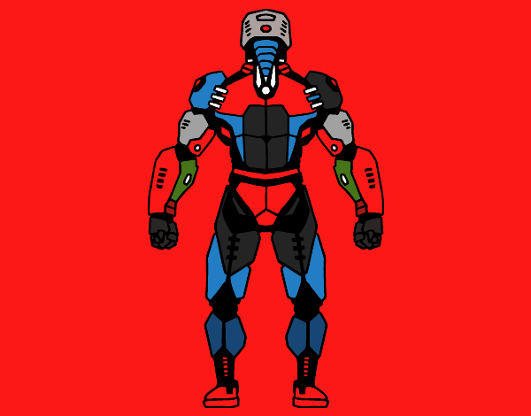 Robot luchador de espaldas