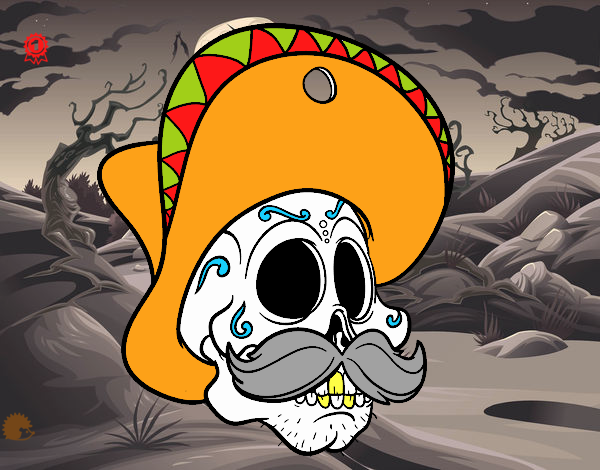 Calavera mejicana con bigote