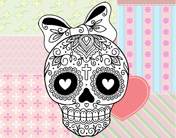 Calavera mejicana con lazo