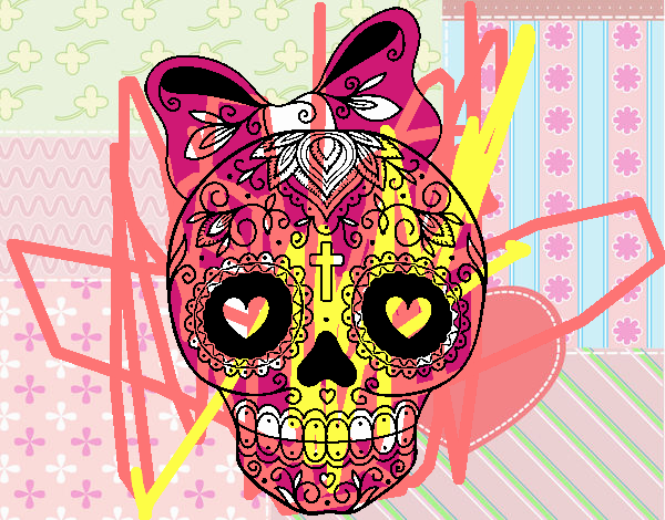 Calavera mejicana con lazo