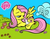 Fluttershy con un conejito