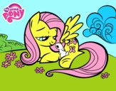 Fluttershy con un conejito