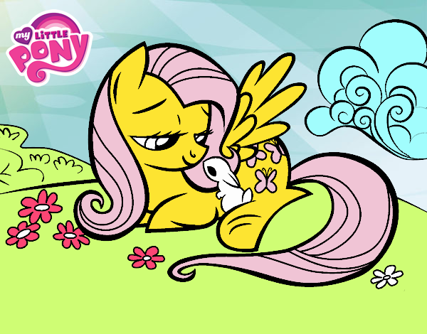 Fluttershy con un conejito