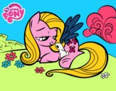 Fluttershy con un conejito