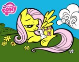 Fluttershy con un conejito