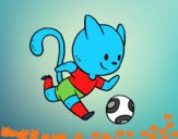 Gato jugando a fútbol