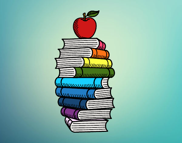 Libros y manzana