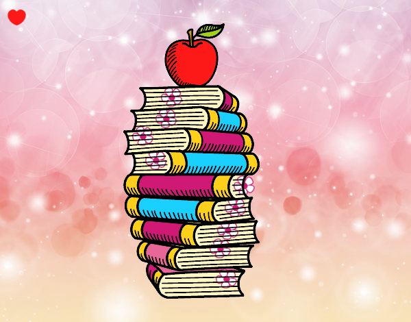 Libros y manzana