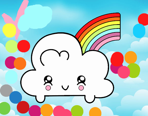 Nube con arco iris kawaii