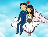 Recién casados en una nube