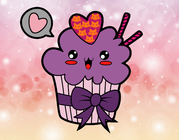 Cupcake kawaii con lazo