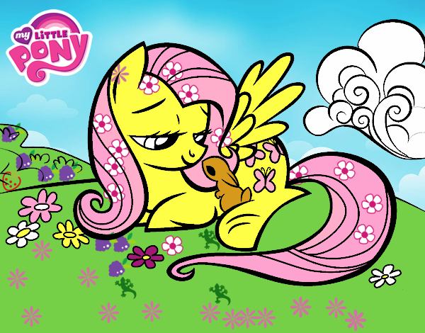 Fluttershy con un conejito