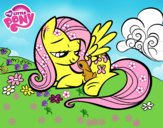 Fluttershy con un conejito